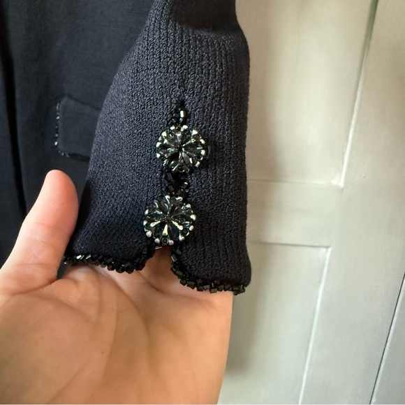 St.John Black Santana Knit Beaded Suit Set Including Longline Blazer and Pants - Picture 16 of 16